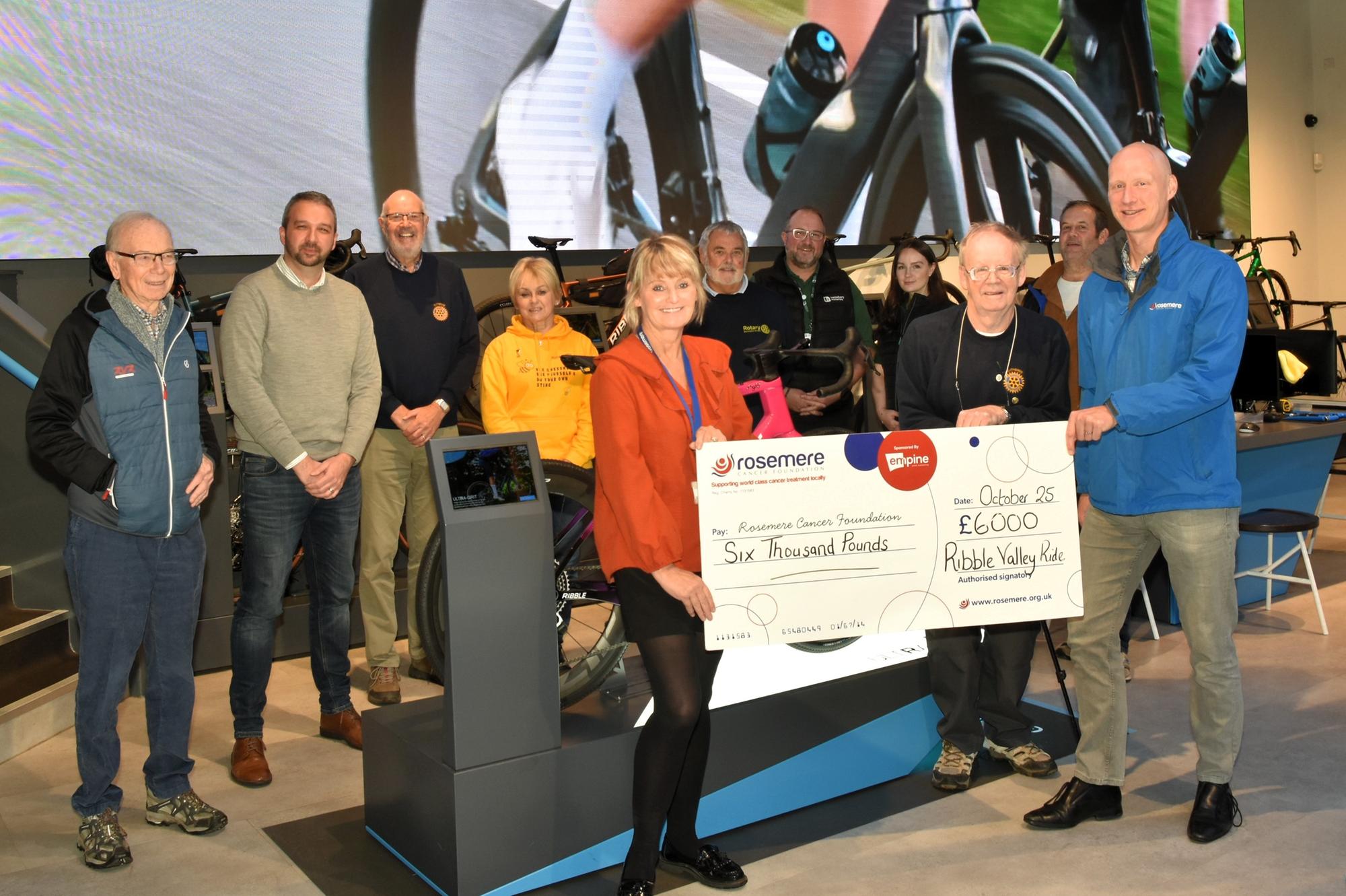Ribble Valley Rotary Ride hands over £6,000 to Rosemere Cancer Foundation