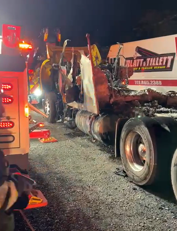 Early morning fire destroys tractor-trailer along Route 322