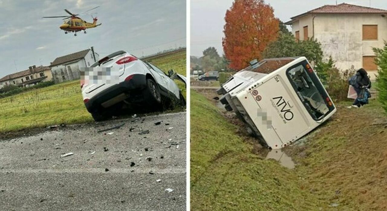 Incidente tra bus con studenti e auto a Oderzo: morto 85enne alla guida ...
