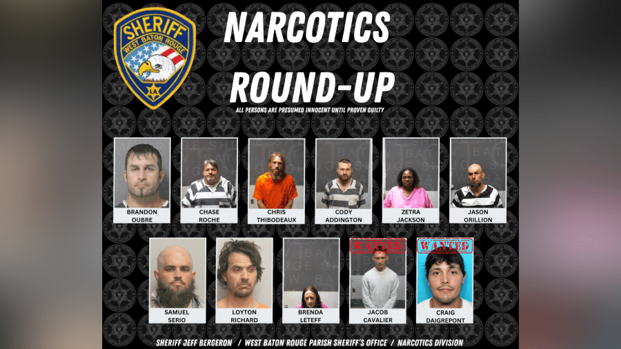 9 arrested, 2 wanted in West Baton Rouge Parish drug bust