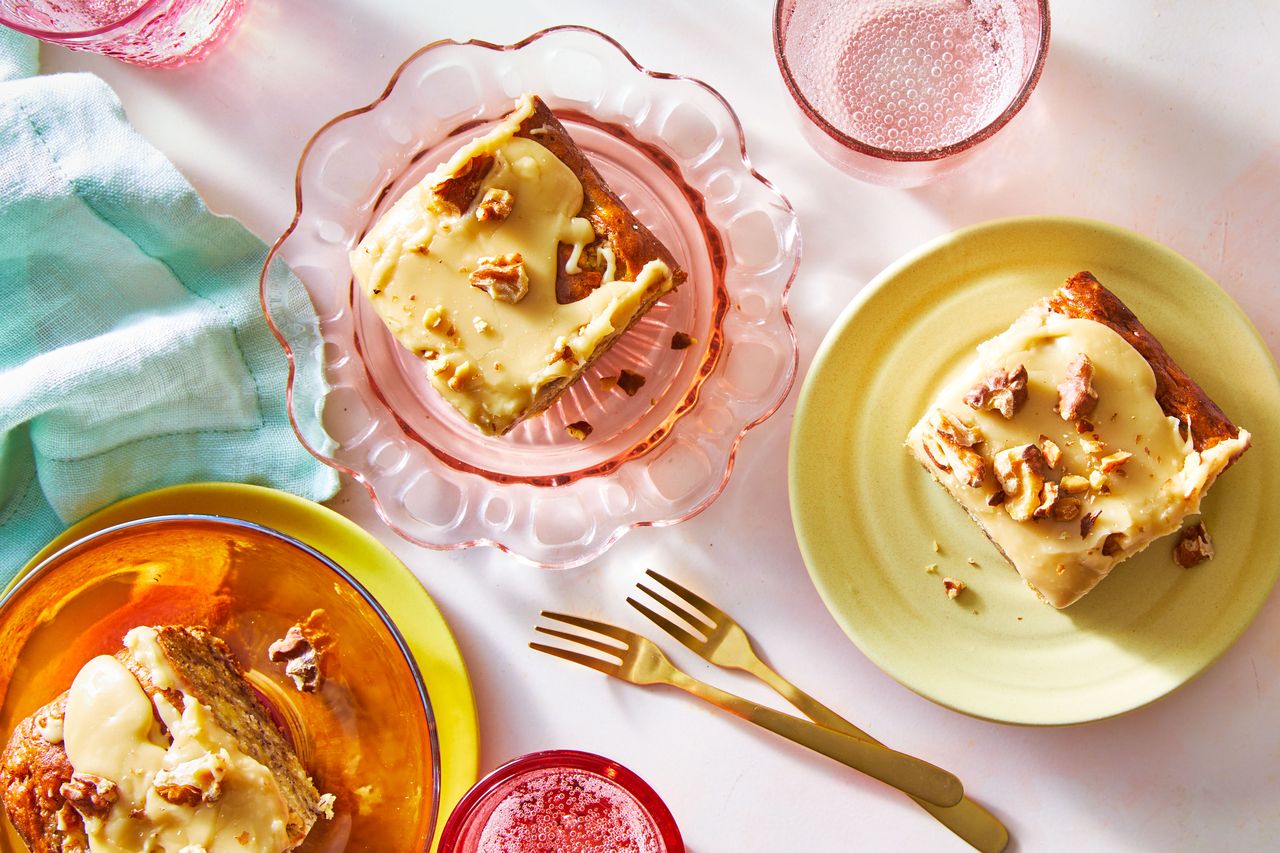 Southern Living Banana Snack Cake sliced to serve