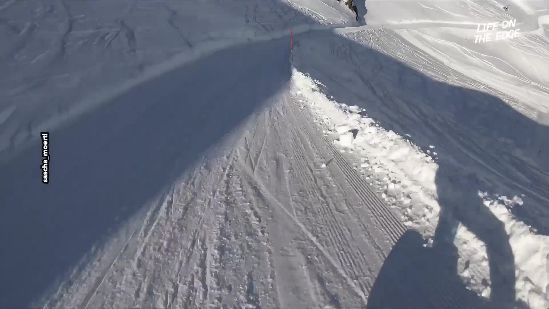 Epic POV snowboarding down a mountain
