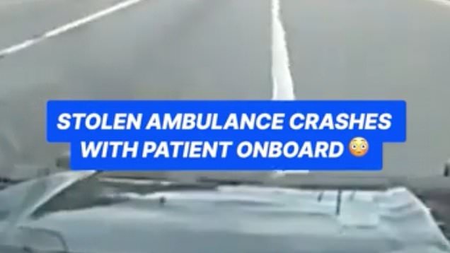 Stolen ambulance crashes with patient and paramedic inside