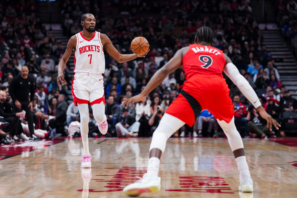 Kevin Durant scores 31 as Rockets thump struggling Raptors 139-121 for ...