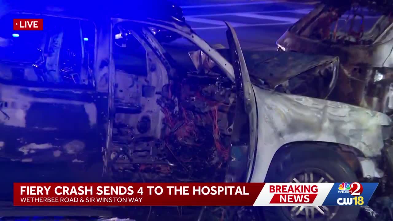 Fiery Orange County crash sends 4 people to hospital
