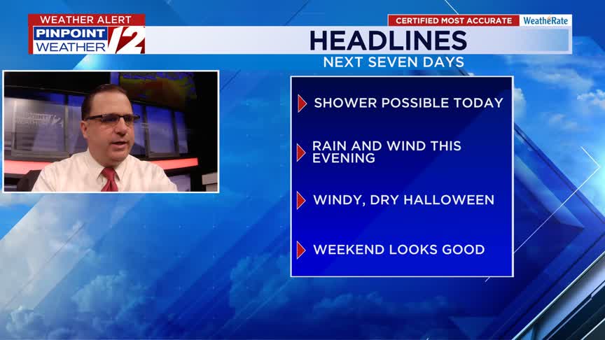 WPRI 12 Weather Now 10/30/25: Rain and Wind Arrives This Evening