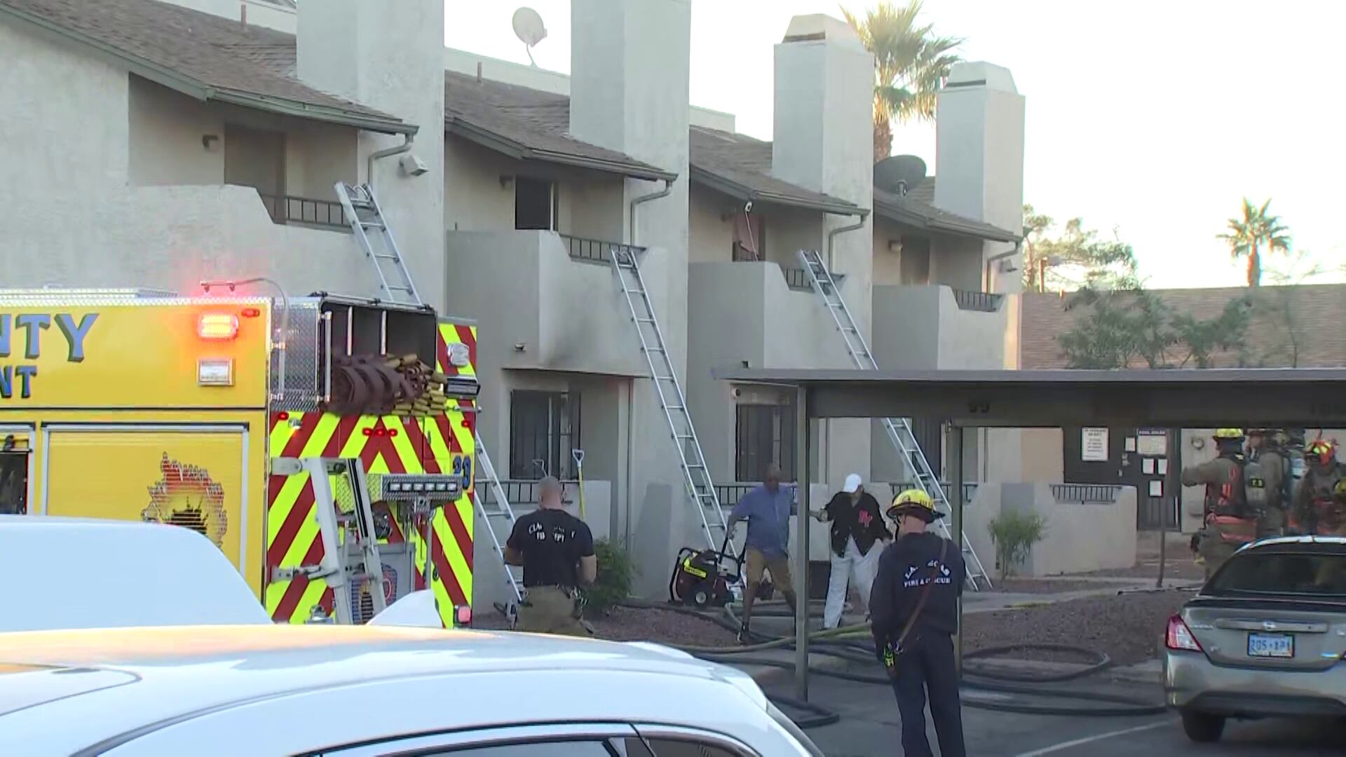 Dog rescued from morning fire at Las Vegas apartment complex