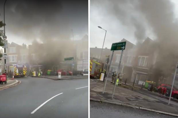 ‘AVOID AREA’ as footage shows smoke billowing from Catford takeaway