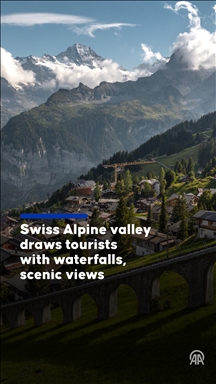 Swiss Alpine Valley draws tourists with waterfalls, scenic views