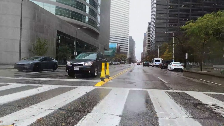 City of Cleveland installs 'quick curbs' at busy intersections in ...