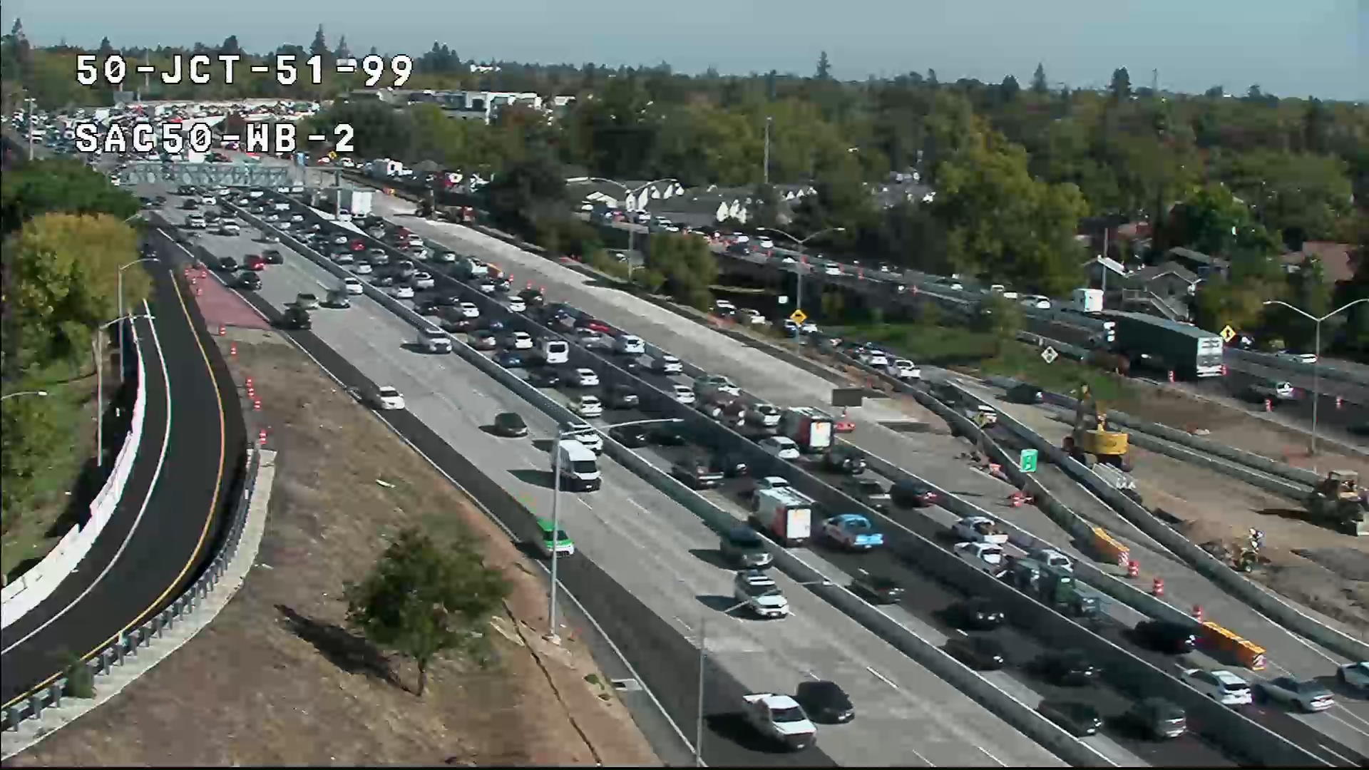 Big rig fire snarls traffic on Highway 50 in Sacramento
