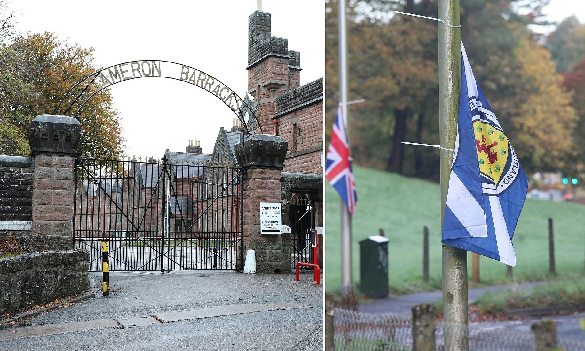 Council tears down protest flags placed outside migrant barracks