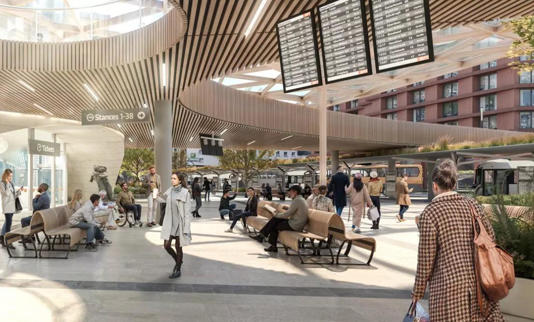 A visual of the redesigned transport hub, where Buchanan bus station is situated.