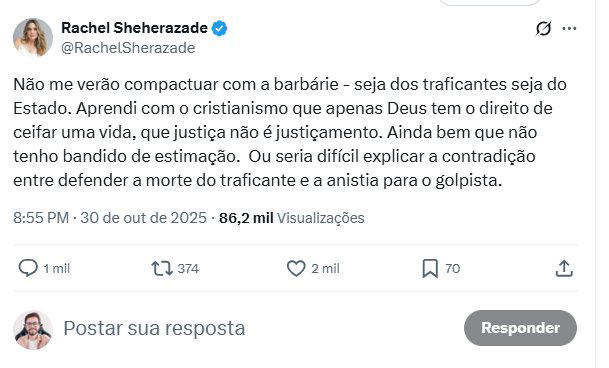 Post de Rachel – Foto: Twitter