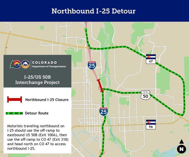 Interstate 25 set for overnight closures in Pueblo as CDOT crews ...