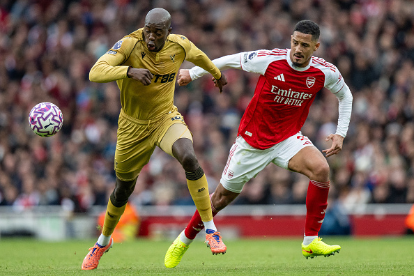 William Saliba had to be subbed off at half-time of Arsenal’s 1-0 win over Crystal Palace (Photo: Getty)