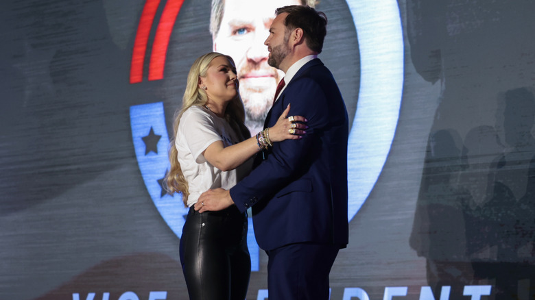 Erika Kirk and JD Vance embracing