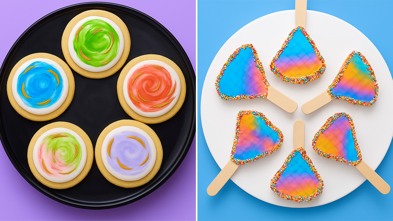 Color Swirl Cookies and Rainbow Popsicle Treats