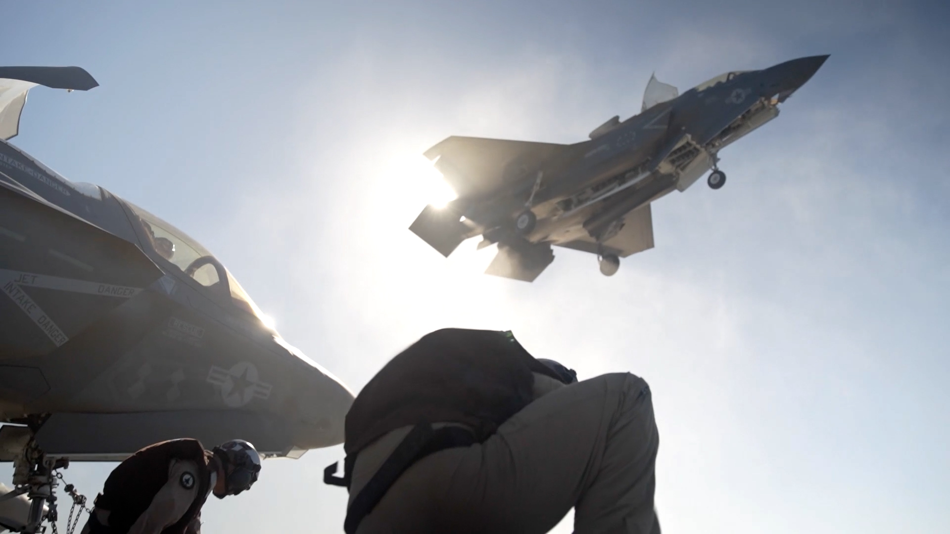 F-35 Fighter Jet Landing on Aircraft Carrier