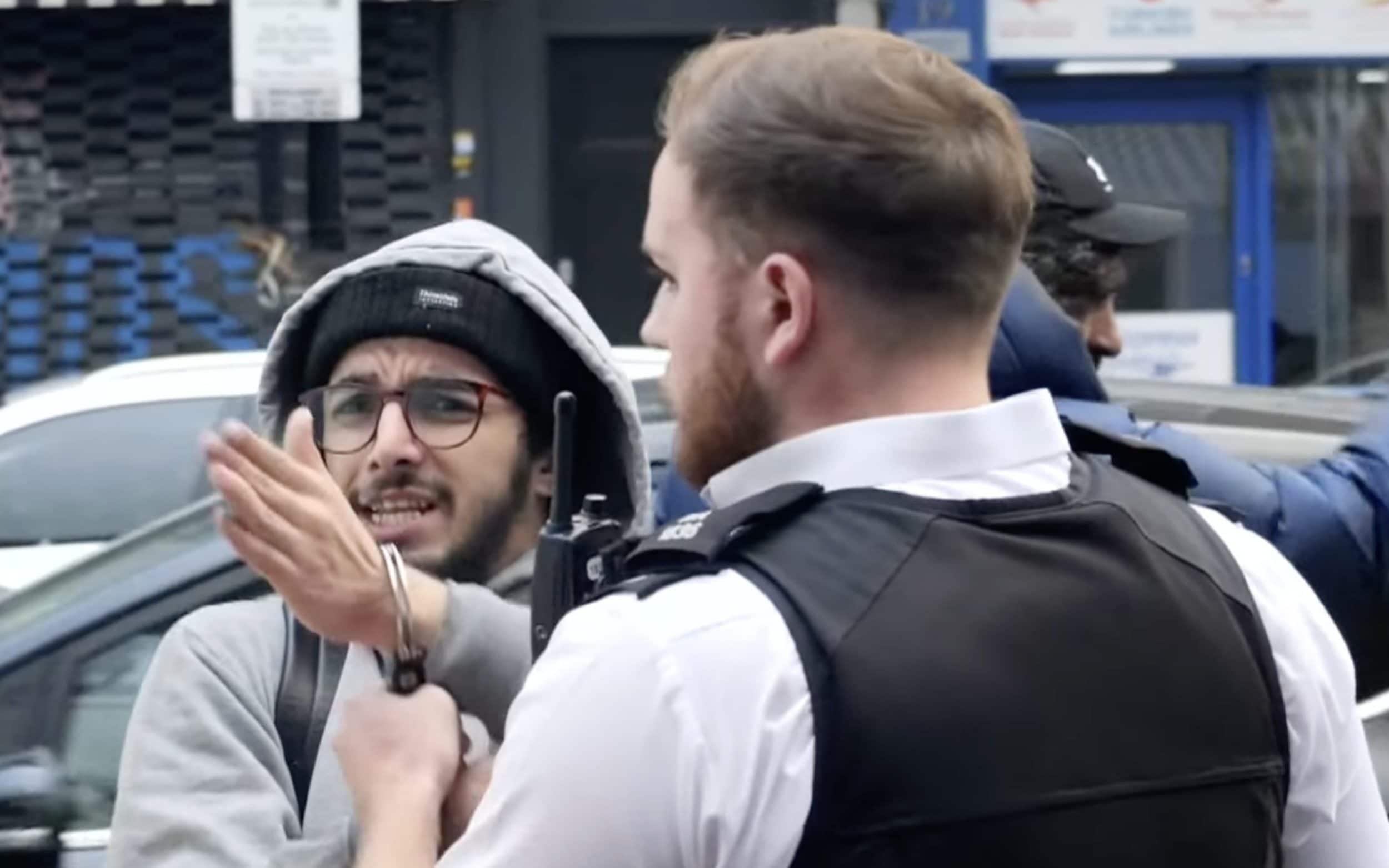 Brahim Kaddour-Cherif is handcuffed by Met officers in Islington, north London