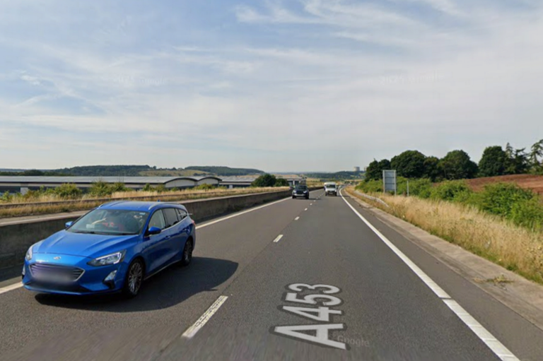 Diversion route as A453 Remembrance Way closed between M1 and A52