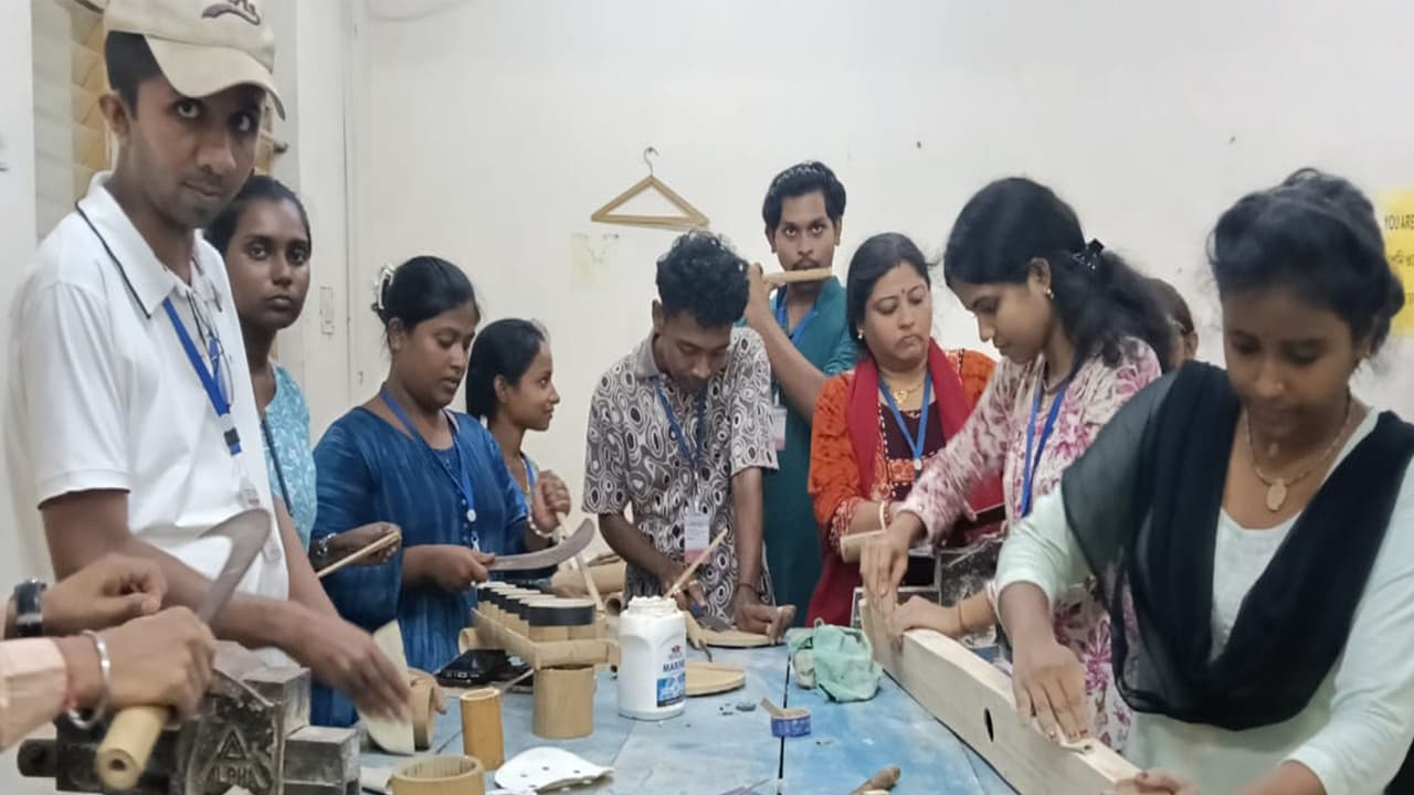 NEP 2020: Music students learn bamboo instrument making in Agartala