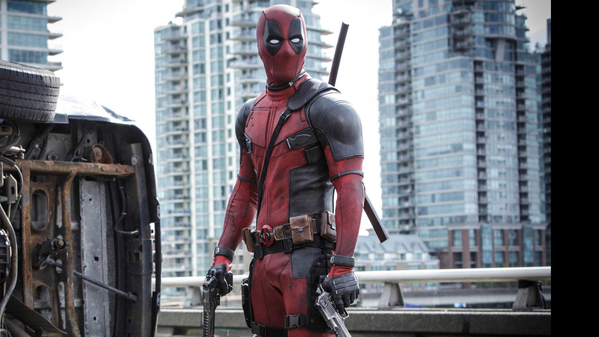 Ryan Reynolds as Deadpool in the first film.