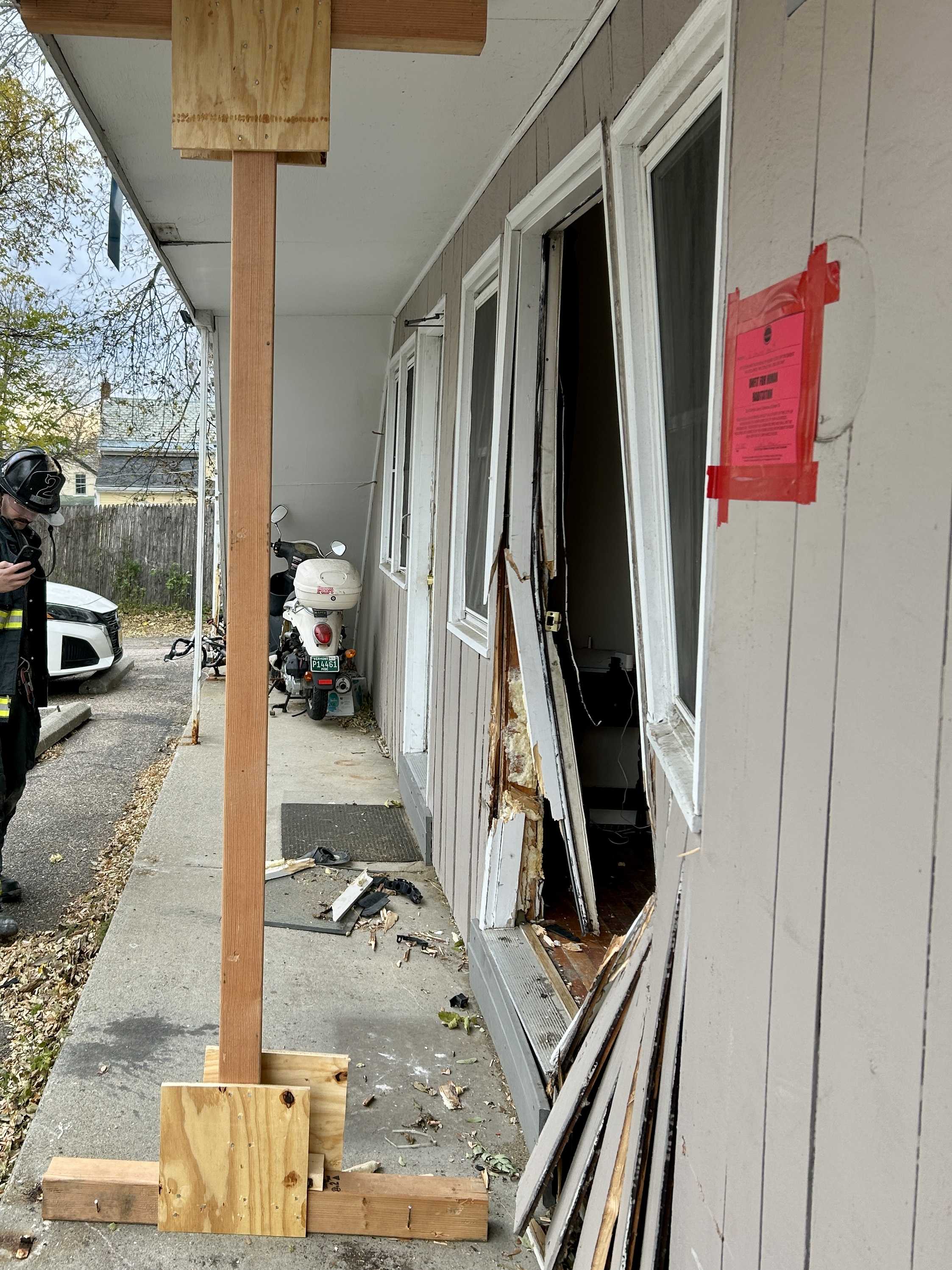 Car strikes apartment; Burlington resident displaced