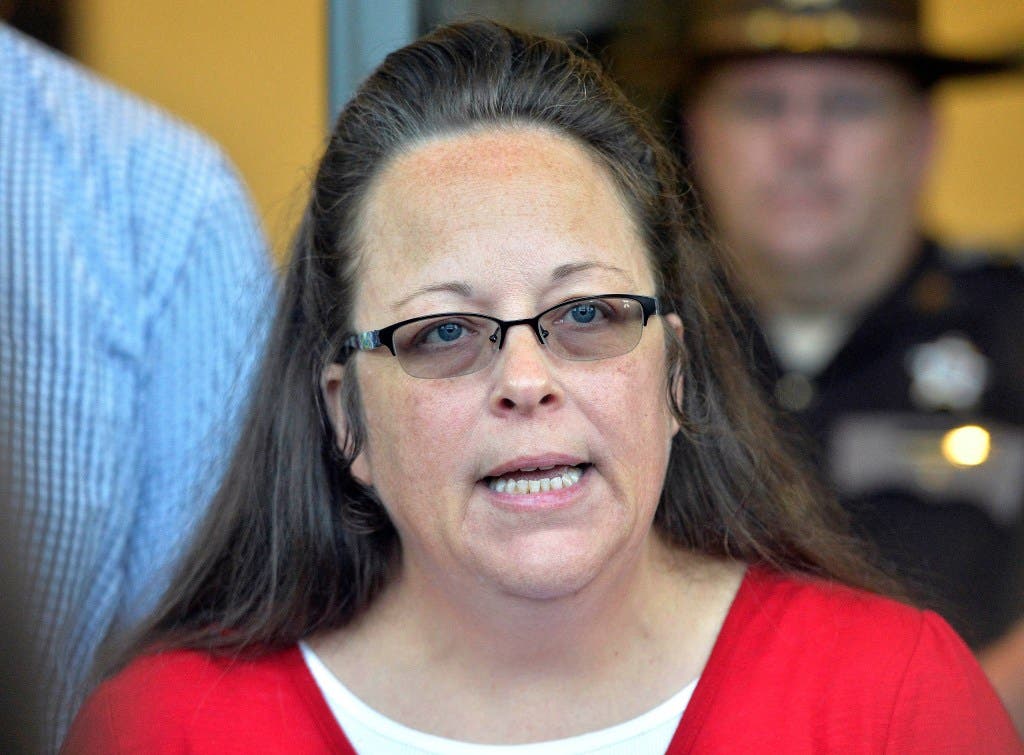 Kim Davis' divorces called out as she fights gay marriage in Supreme Court