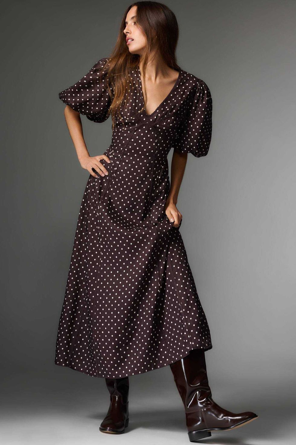 black button dress midi Fit & Flare Button Front Maxi Dress