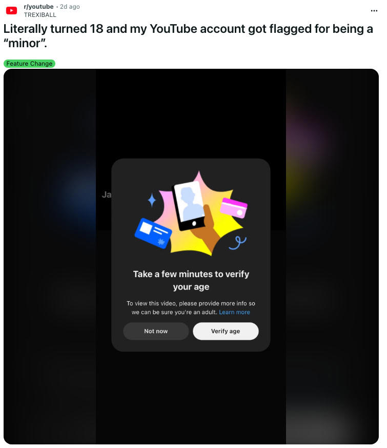 YouTube AI Age Verification is Reportedly Flagging Adults as Kids
