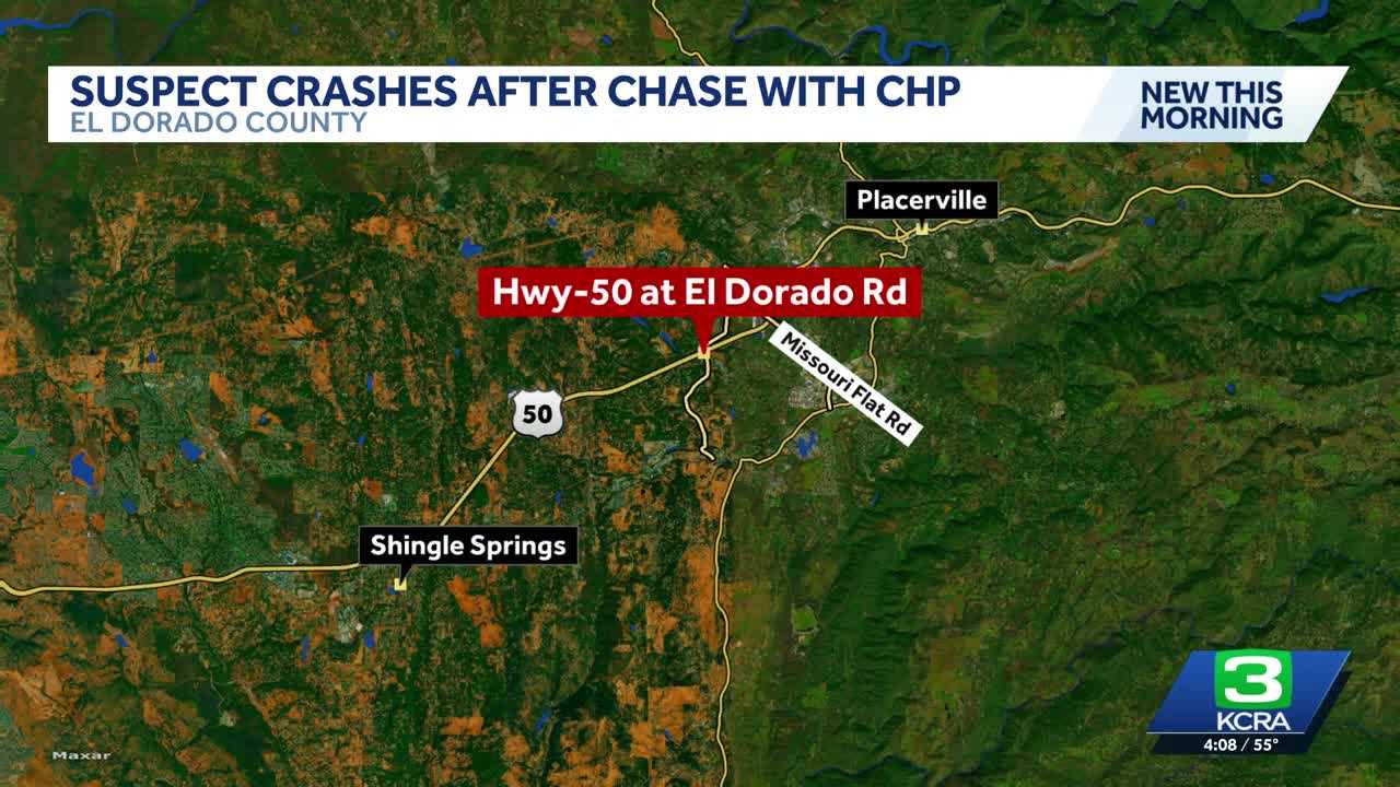 Pursuit driver crosses into oncoming traffic on Highway 50 in El Dorado ...
