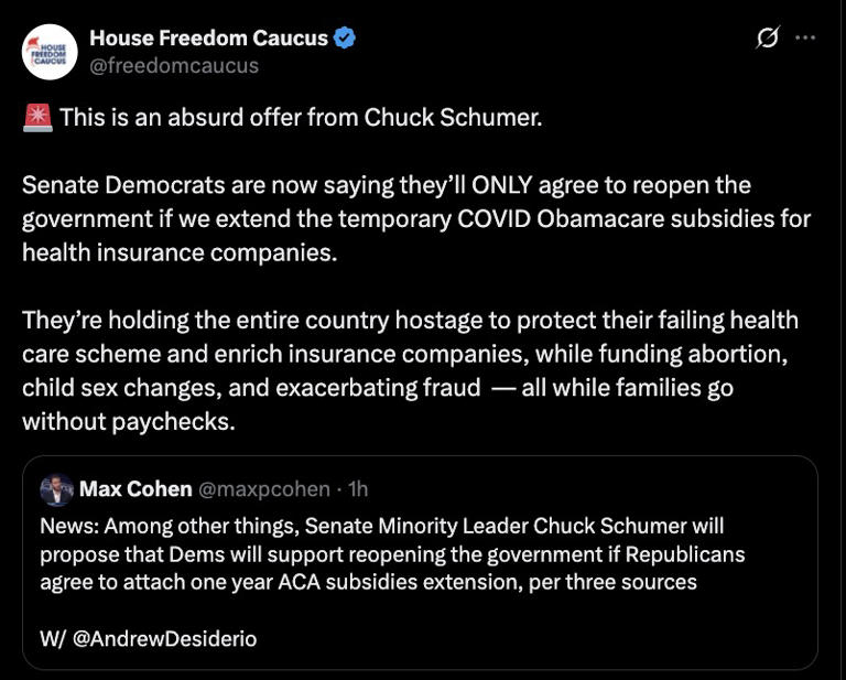 Republicans scorn ‘absurd,’ ‘non-starter’ Schumer ploy to end shutdown ...