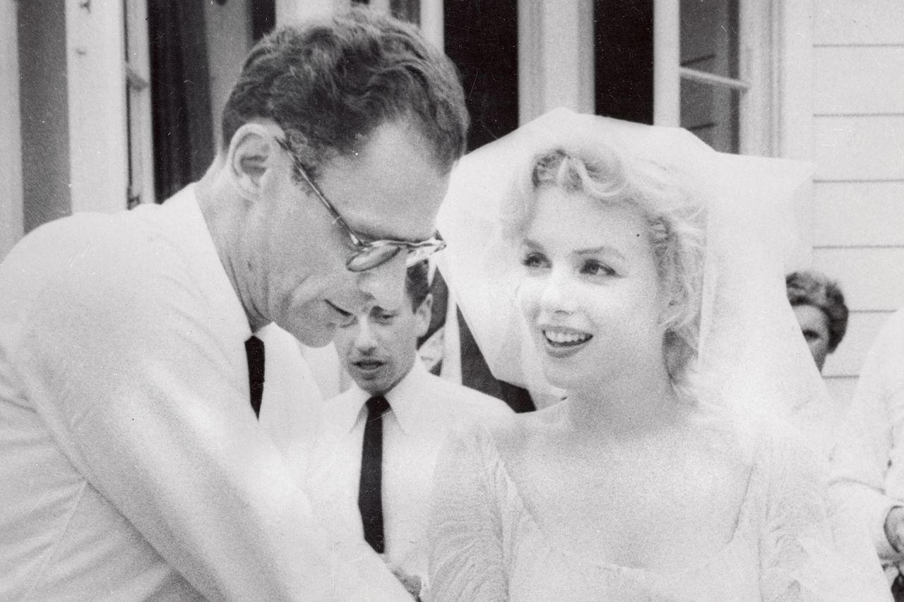 Arthur Miller and Marilyn Monroe after their marriage in a religious ceremony on July 2, 1965 in Roxbury, Connecticut.