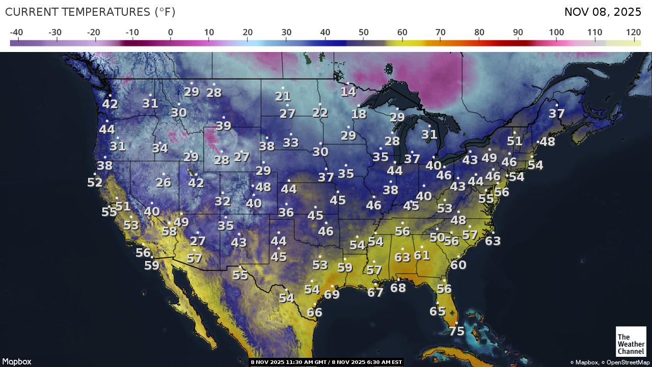 Cold Outbreak In Midwest, East Could Also Be Southeast's Record Coldest Veterans Day, Including Florida