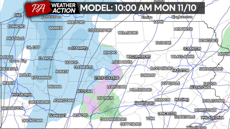 First Call Snowfall Forecast for Monday - Tuesday's Snow in Parts of PA