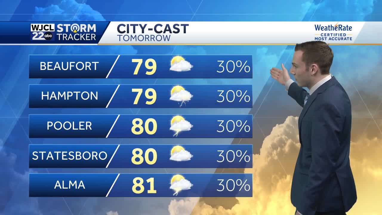 Cold front arrives on Sunday, showers and storms possible in the afternoon