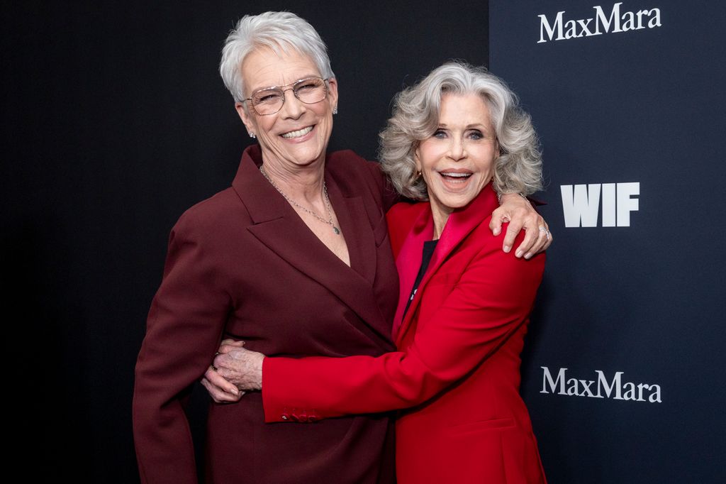 Jane Fonda, 87, looks incredible in fire red pantsuit during ...