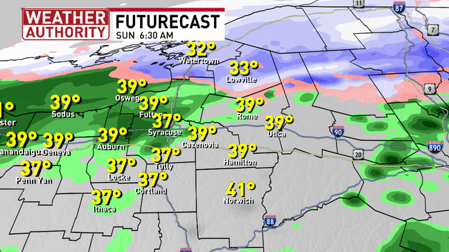 Frozen precipitation will impact roads and trees in NNY Sunday and ...