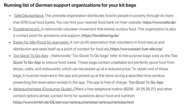 Une liste d'organisations allemandes et d'applications pour se nourrir sans trop dépenser. US Army Garrison Bavaria.