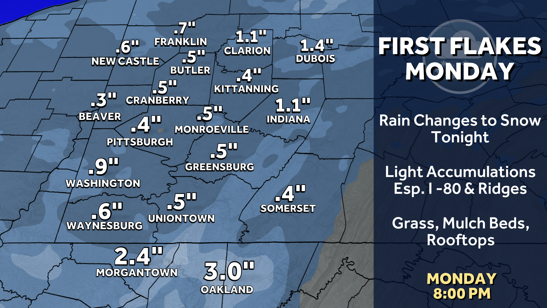 Snowflakes, cold temperatures make debut in Western Pa.