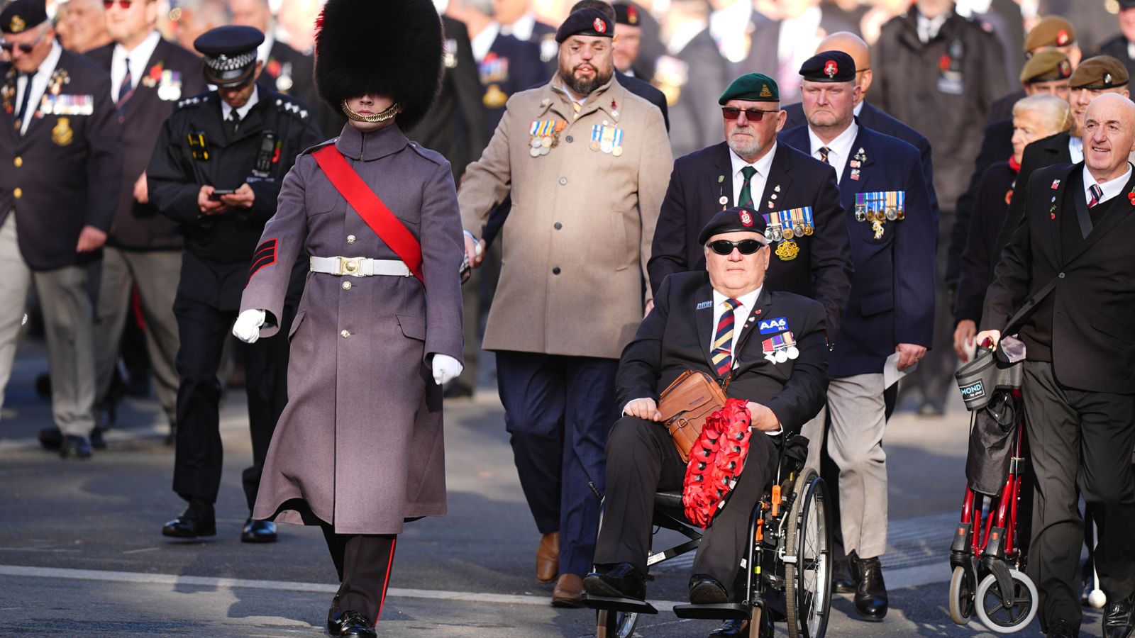 Veterans on Whitehall. Pic: PA