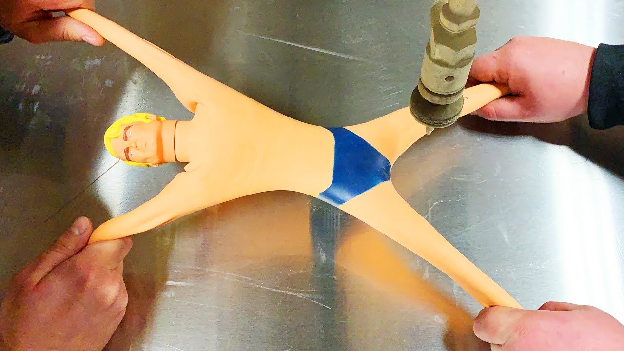 Stretch Armstrong vs. waterjet - random machine shop experiments