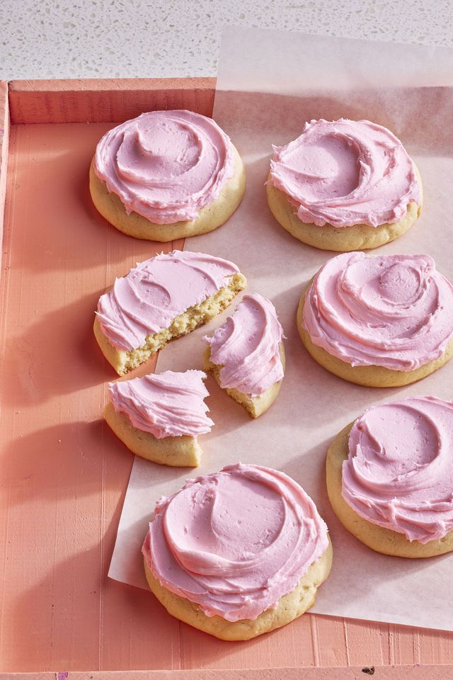 Copycat sugar cookies with pink frosting