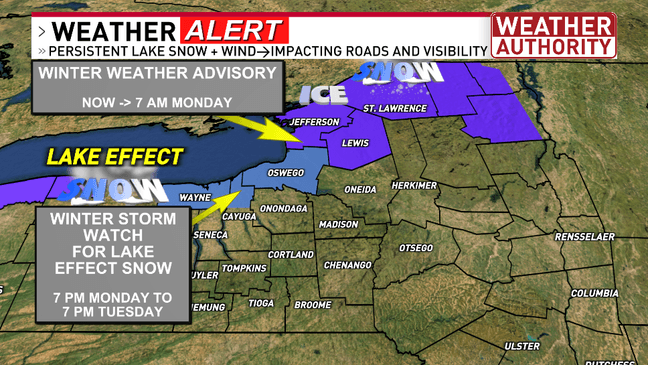 Lake effect snow and wind on track to impact CNY Monday night through ...