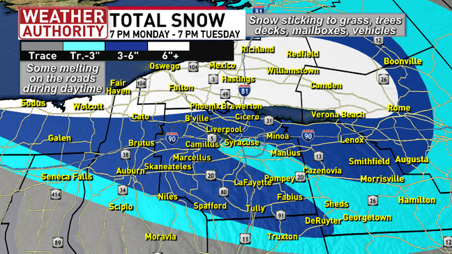 Lake effect snow and wind on track to impact CNY Monday night through ...