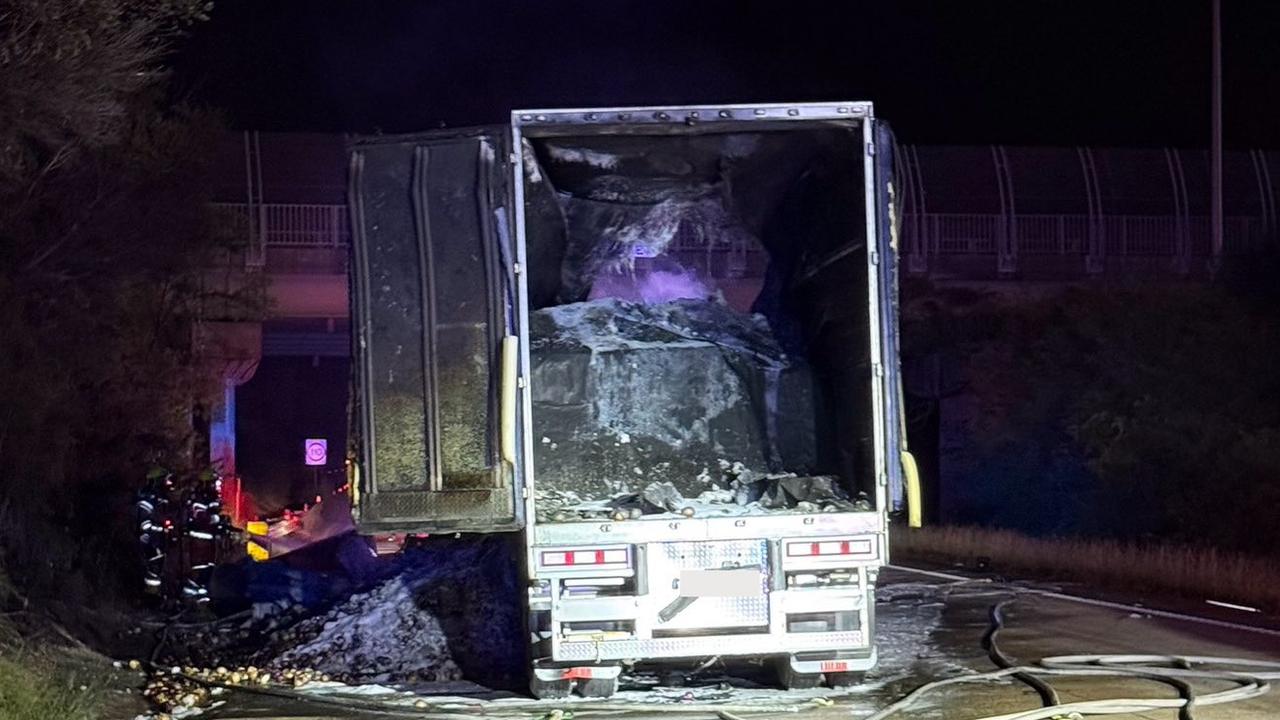Motorway shut after truck bursts into flames