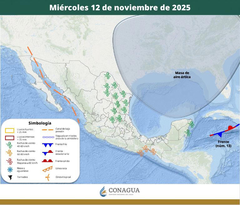 El miércoles será todavía más frío por el lado del golfo de México | Conagua