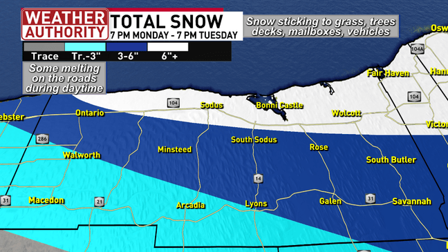 Lake effect snow and wind on track to impact CNY Monday night through ...