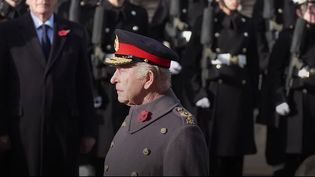 King leads nation in honouring the country's war dead on Remembrance Sunday